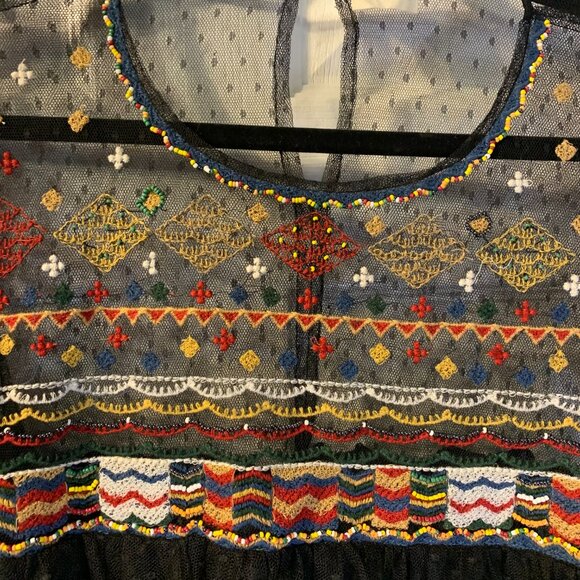 Black and Multicolor Embroidered Women's Top - Picture 3 of 8